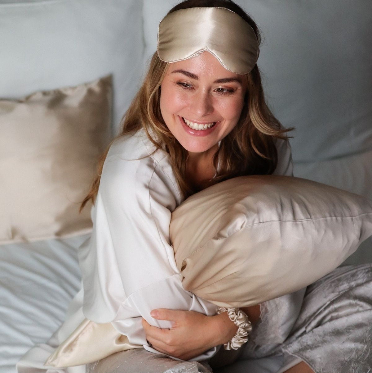 taie d‘Orreiler en Satin de soie 100% Cream