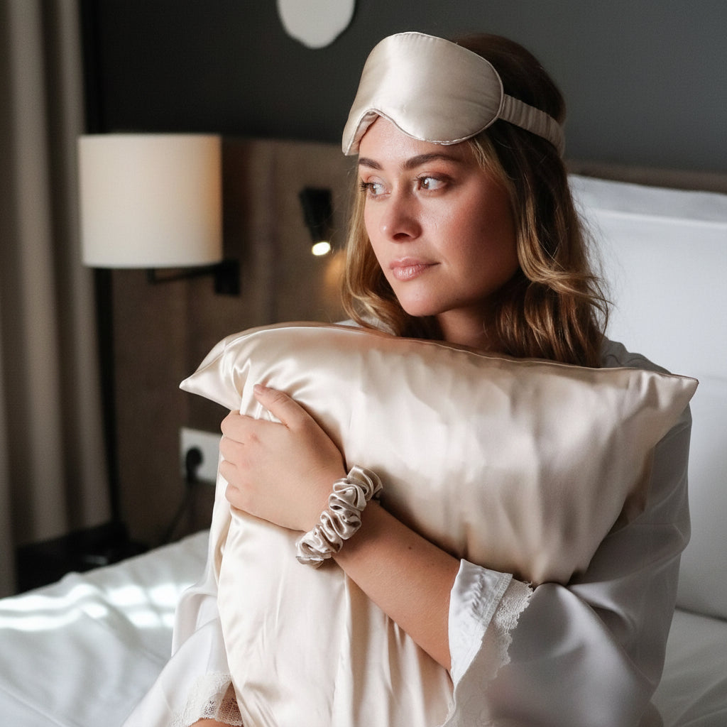 taie d‘Orreiler en Satin de soie 100% Cream