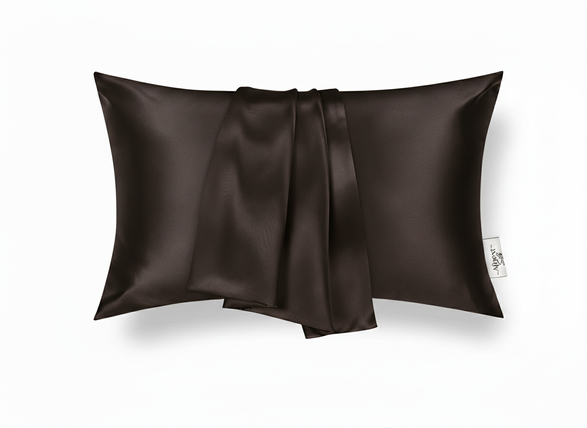 taie d‘Orreiler en Satin de soie 100% Espresso