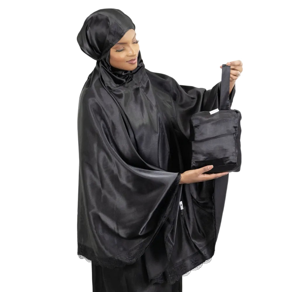 Ensemble de prière satin de soie Noir