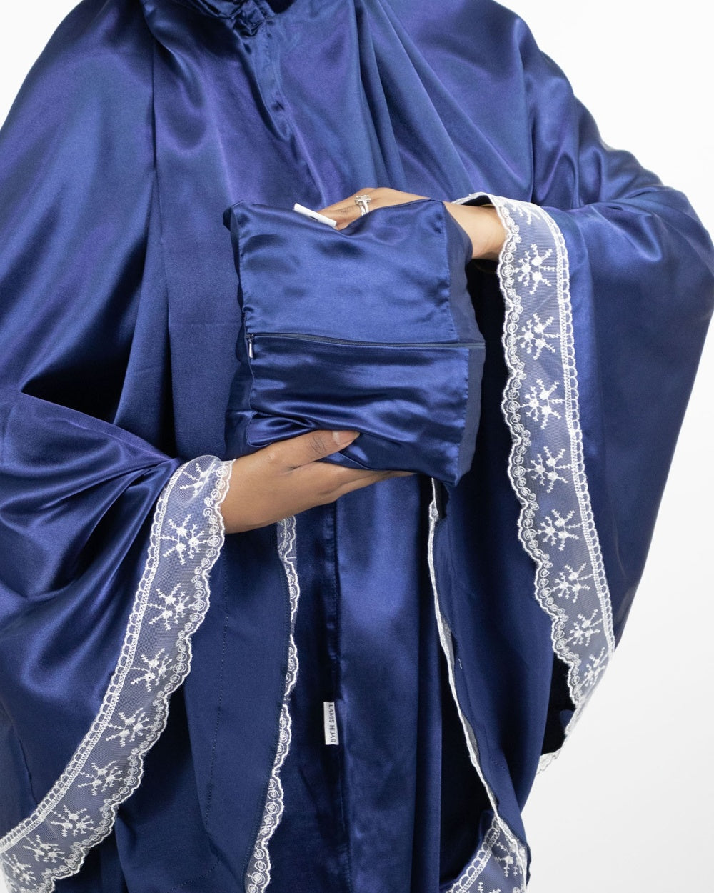 Ensemble de prière satin de soie uni Bleu Nuit